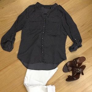 Zac & Rachel Navy & White Polka Dot Blouse
